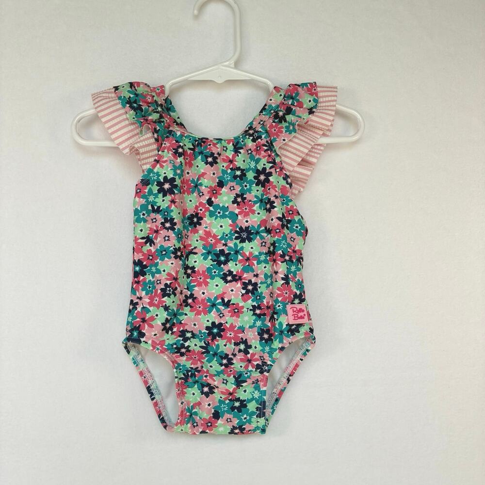 Ruffle Butts Baby Swimsuit 3-6m Floral Striped Ruffled Swimsuit Feminine Dainty